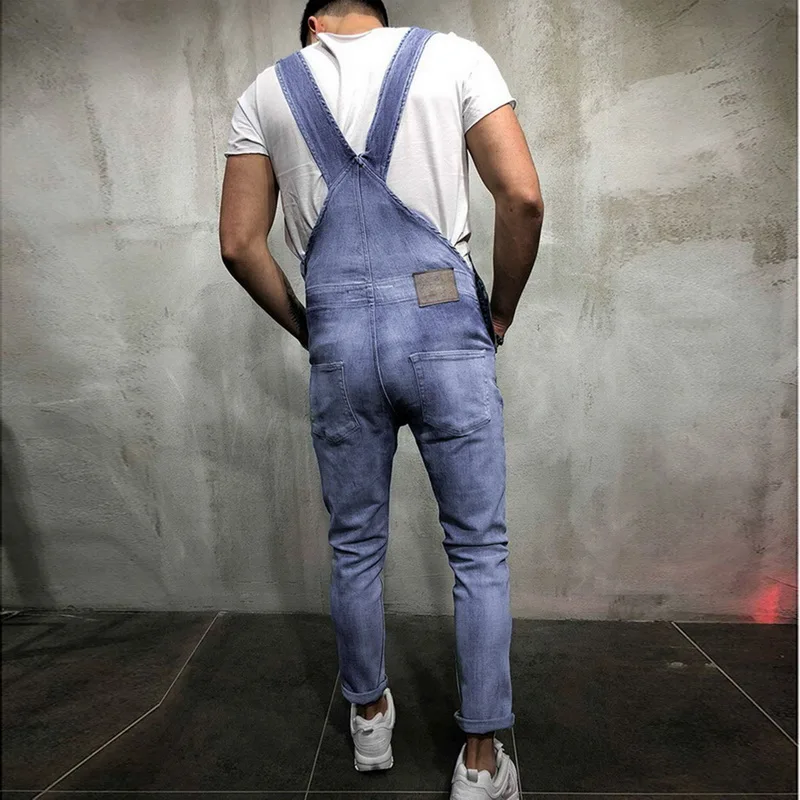 

Vogue Nice NEW Mens Overall Street Casual Jumpsuit Jeans Washed Hole Pocket Modis Pantalon Homme Male Pants Ripped Suspenders