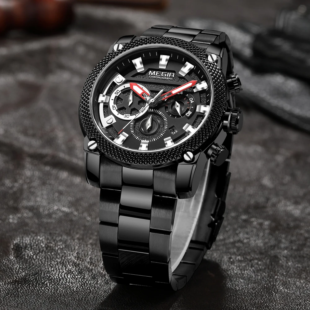 

MEGIR Sports Men Quartz Watch Luxury Stainless Steel Calendar Waterproof Luminous Chronograph Watches Relojes Para Hombre 2134G