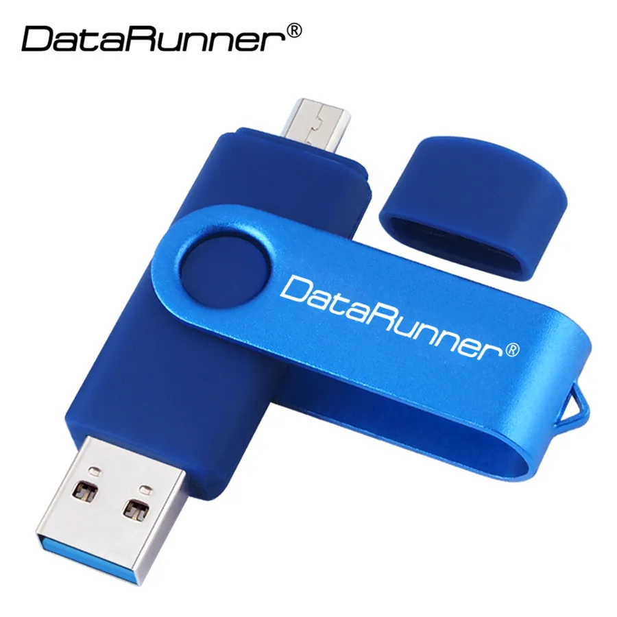 Dark Blue DataRunner USB 3,0 USB флеш-накопитель 128 Гб OTG флеш-накопитель для Android Mobile 16 ГБ 32 ГБ 64 ГБ 256 ГБ Микро-флеш-накопитель USB карта памяти - Цвет: Dark Blue