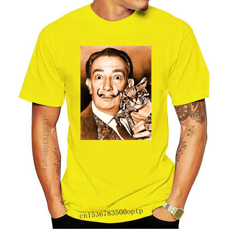 

Мужская хлопковая футболка с коротким рукавом, круглым вырезом и принтом Сальвадора Дали