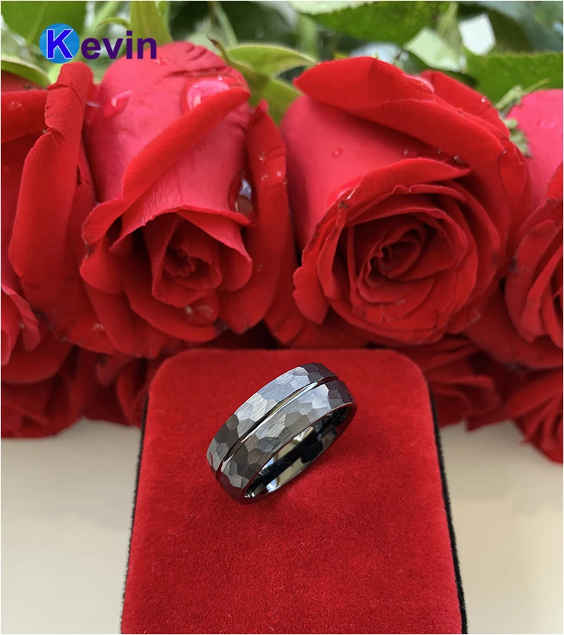 Black Hammer Ring Men Wedding Tungsten With Center Groove Finish New Arrivals | Украшения и аксессуары