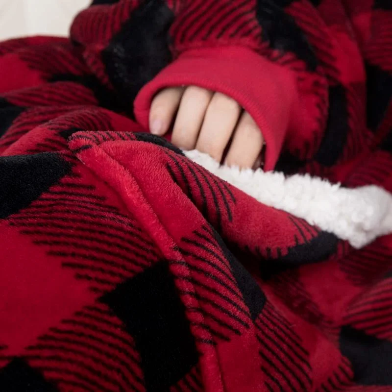 

Long Hoodies Women Sweatshirt blanket Winter Plush Fleece Hoodie Blanket With Sleeves Ladies Hooded Pullover Female Sweatshirts
