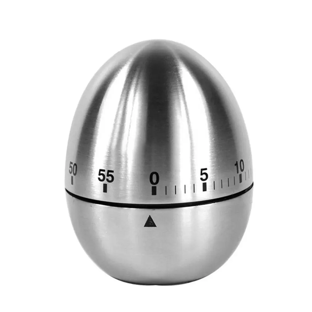 

Mechanical Egg Type Kitchen Timer Funny Egg Stainless Steel Rustproof Clear Scale Anti-slip Base Timer