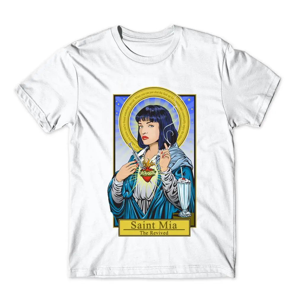 

2021 Fashion Brand Pulp Fiction T shirt Saint jules Print T shirt Summer Short Sleeve Shirts Tops Catholicism Tees T-Shirt tees