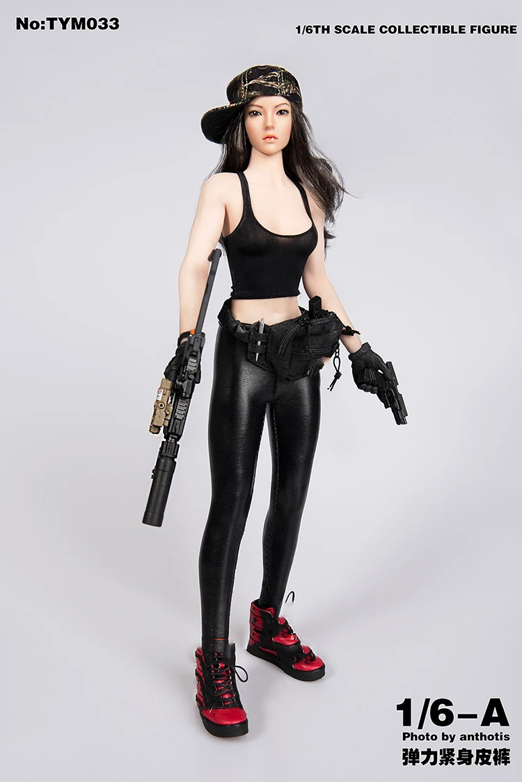 Масштаб 1/6 женский аксессуар для фигуры сексуальные модные черные кожаные брюки