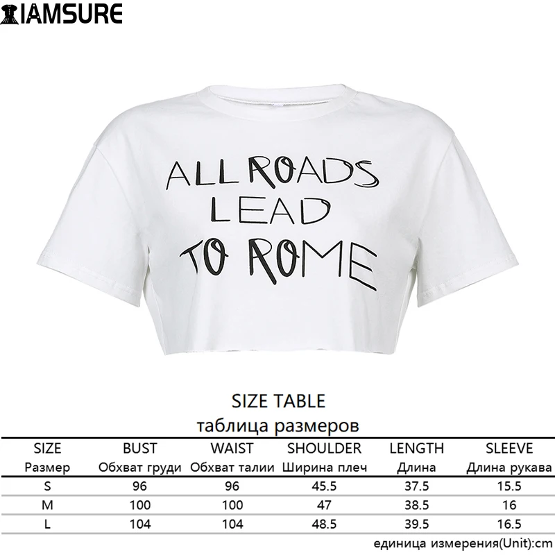

IAMSURE Character Print Loose Cropped Tshirt Short Sleeve O-Neck Tees Women 2021 Summer Casual Streetwear Y2K Aesthetic Crop Top