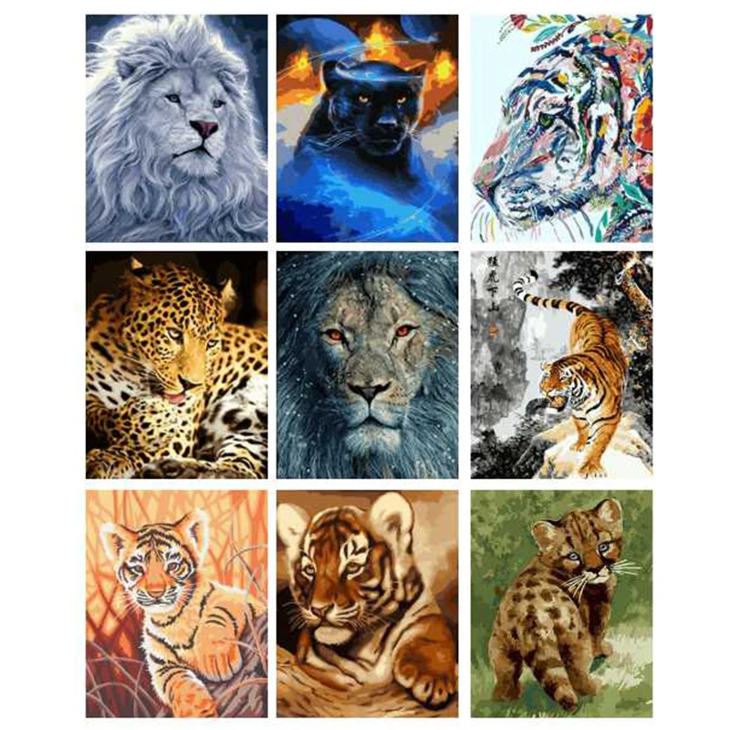 

Волка тигра серии Сделай Сам цифровая печать масляной картины комплект взрослый цифровой живописи маслом или акрилом дома украшения