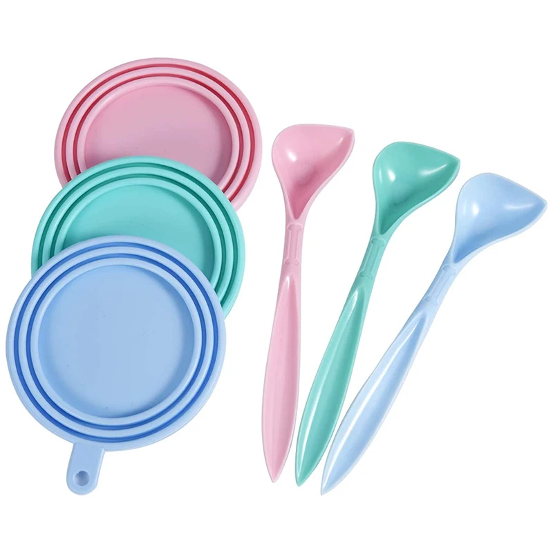 

Силиконовые крышки для питомцев, крышки и ложки для корма собак и кошек, подходят для разных размеров-3 упаковки