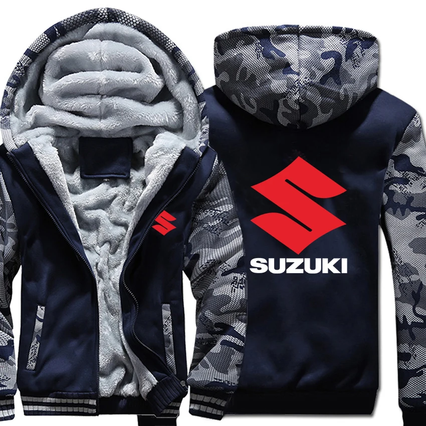 Мотоцикл Suzuki толстовки Зимний камуфляжный чехол куртка для мужчин флис Suzuki мужские толстовки