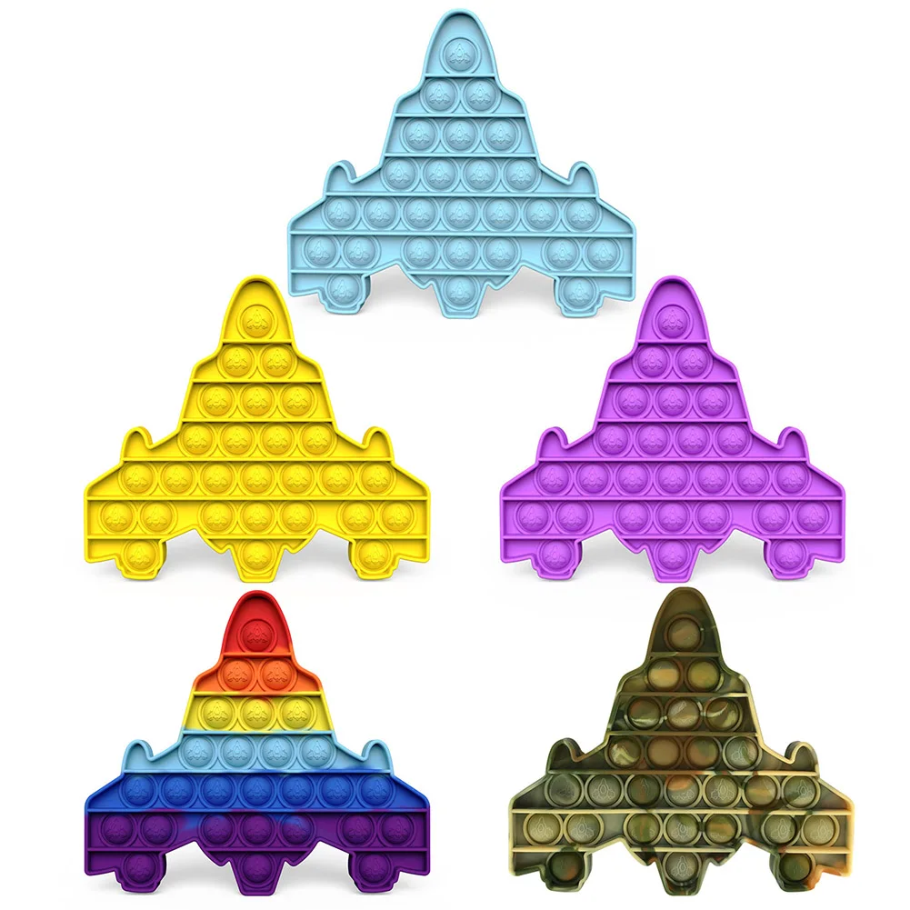 

Игрушка антистрессовая в форме самолета, мягкая Веселая моющаяся детская головоломка с пузырьками для аутизма, сенсорная игрушка, коврик д...