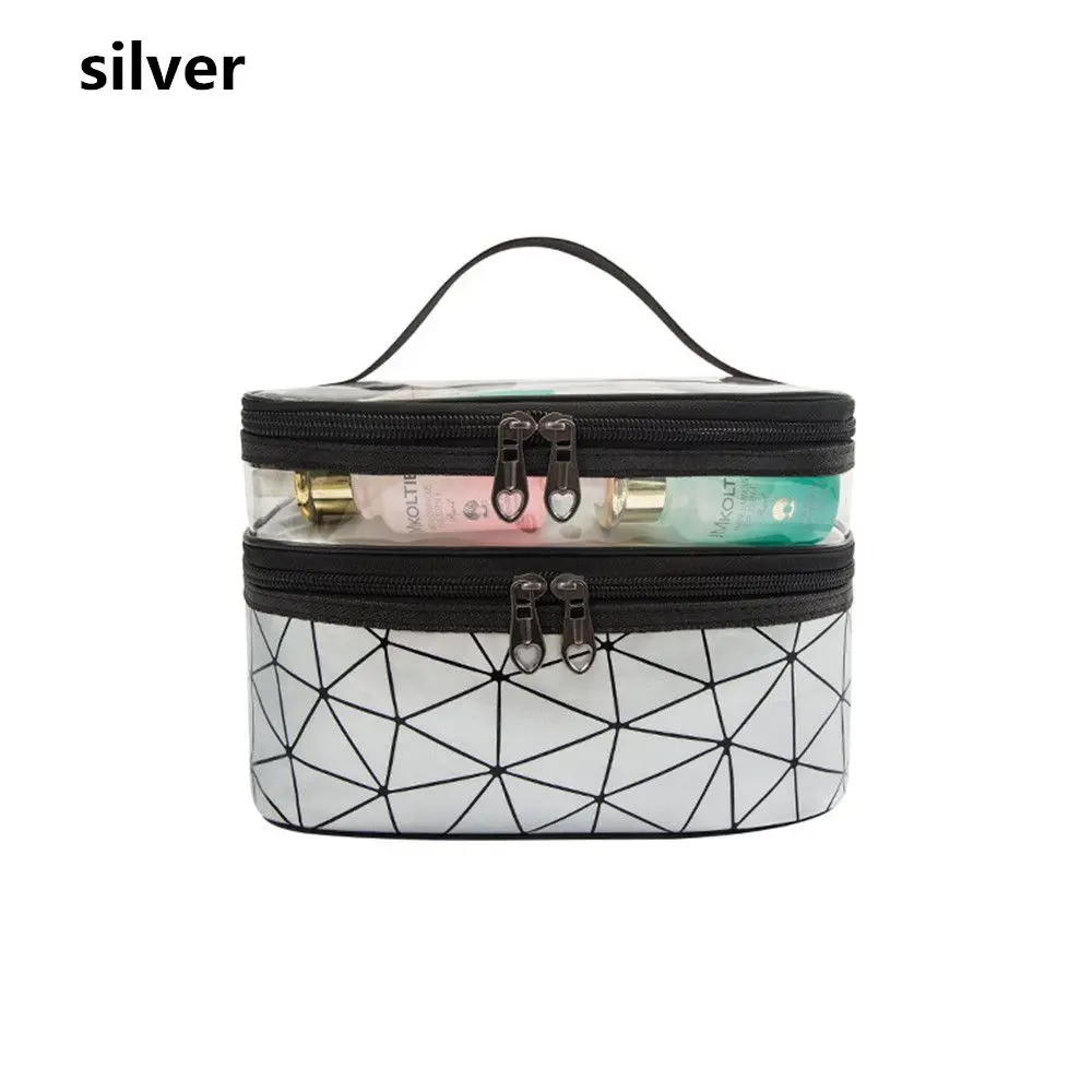 

Travelling Double Layer Makeup Bag Organizer Cosmetic Case For Women Girls Reusable Toiletry Bags Portable Travelling Bag