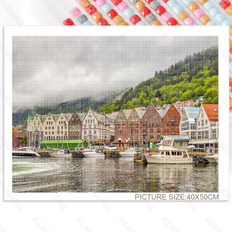 

Diy Diamond Painting Villa American Nordic Style Full Inlaid Diamond Handmade Dot Inlaid Diamond Bedroom Living Room Sticker