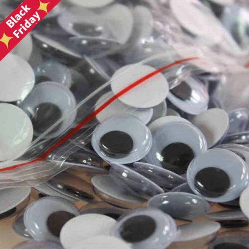 100 шт DIY игрушки Пластиковые Гугли Wiggly подвижные черные Joggle Eyes самоклеющиеся