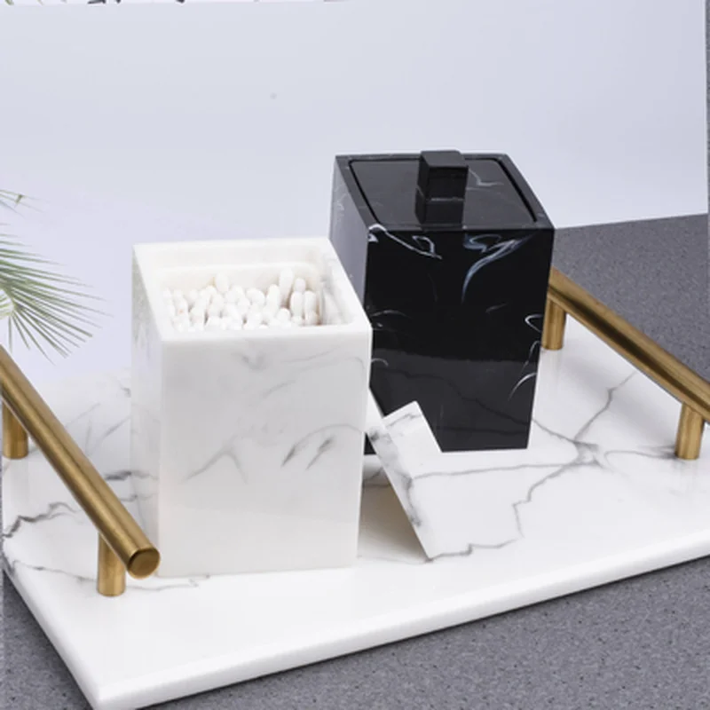 

High grade marble grain storage box, toothpick box, toothpick rack, bathroom makeup box, decorative table.