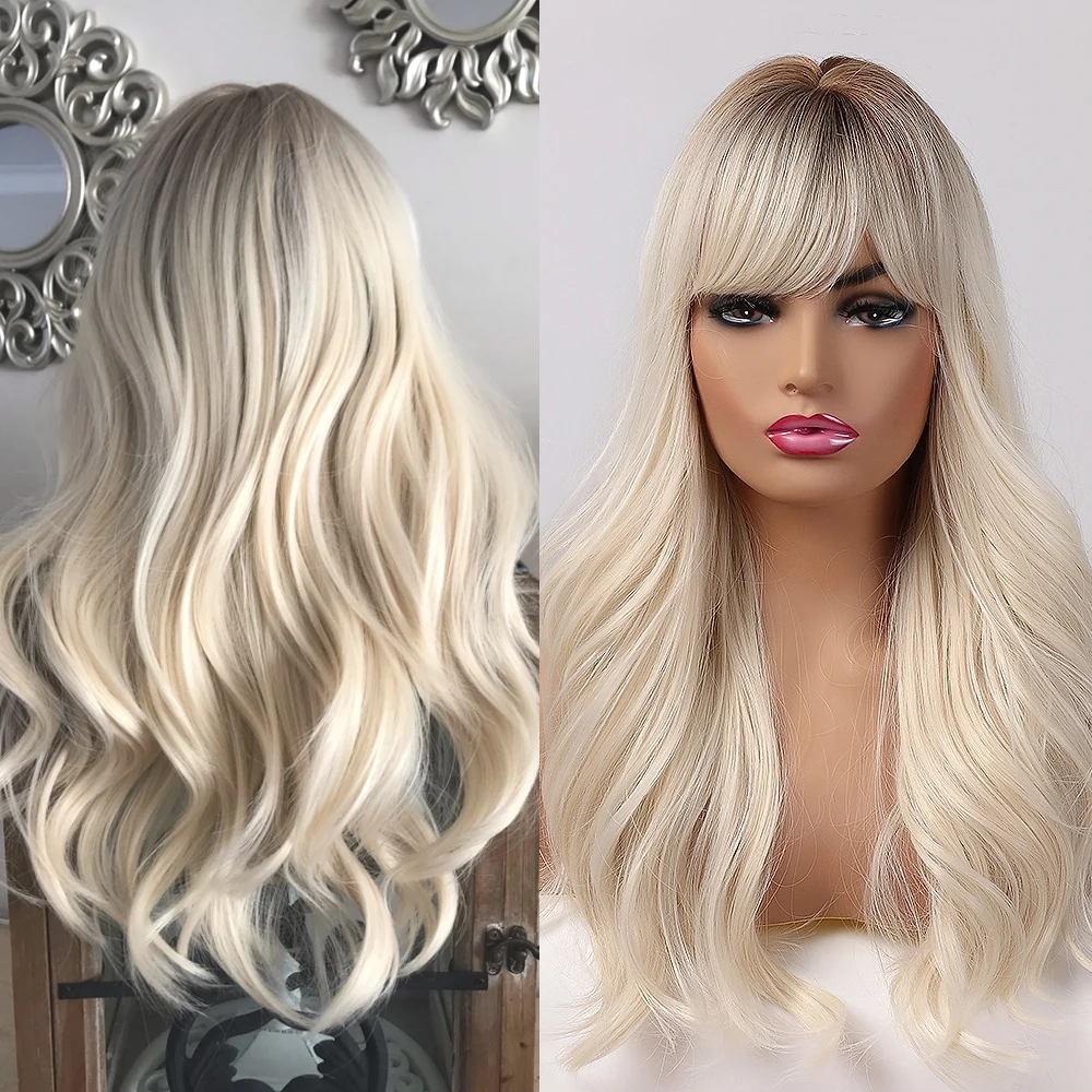 Длинные волнистые натуральные парики с эффектом омбре от коричневого светильник