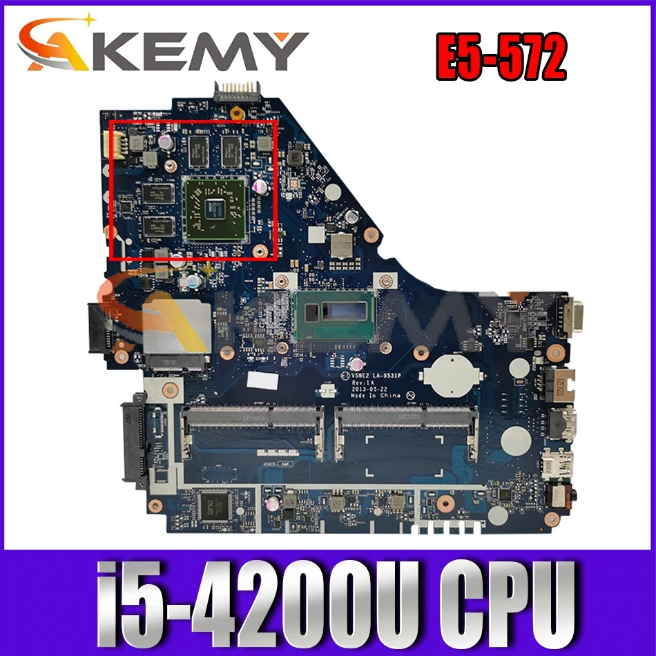 

Для ACER Aspire E5-572 i5-4200U материнская плата для ноутбука LA-9531P SR170 216-0842000 DDR3 материнская плата для ноутбука