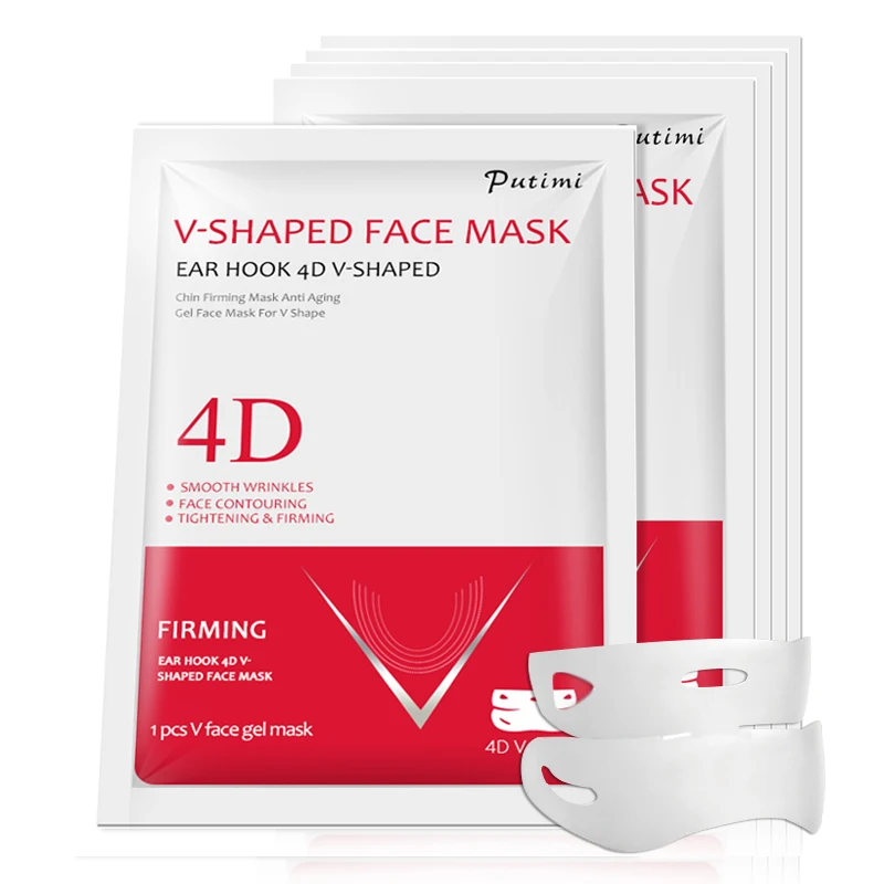PUTIMI 4D Double V Shaped Face Mask Lifting Ear Hook Hydrogel Line Sheet Slimming Chin Check Neck Lift Anti Wrinkle | Красота и