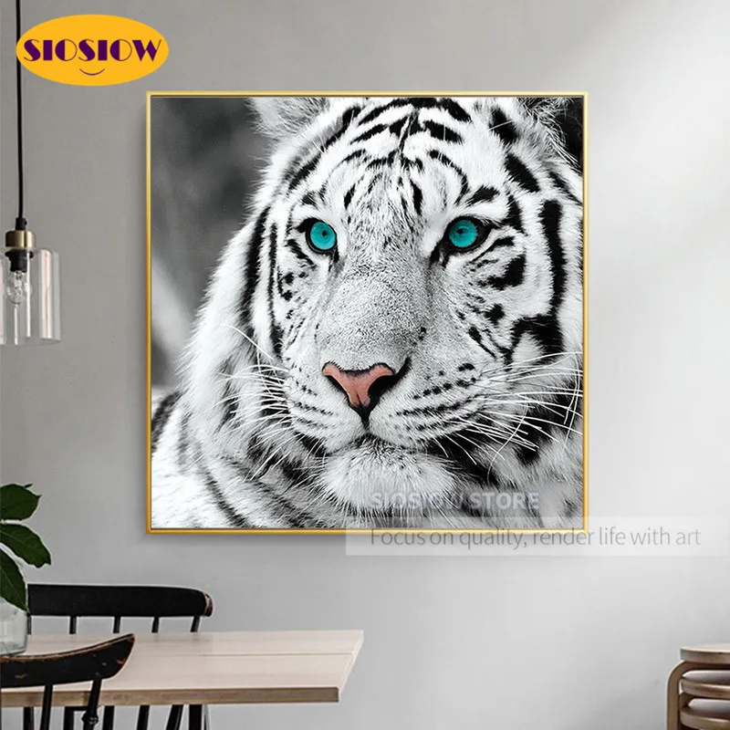 5D алмазная живопись сделай сам белая голова тигра животное полный квадрат