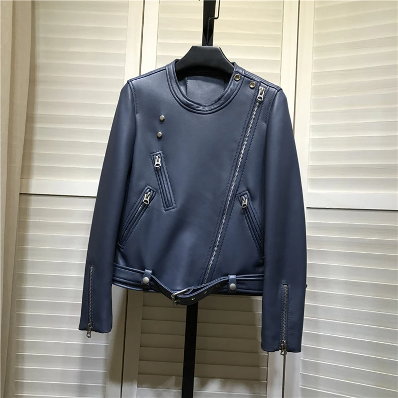 

Мотоциклетная куртка женская куртка 2020 Новое поступление Импортные высококачественные дубленые пальто с круглым вырезом одежда на молнии ...