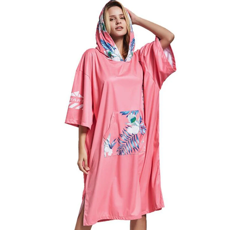 

Beach bathrobe half-sleeve pocket quick-drying fashion hooded robe pajamas home clothes beach sun bath towel quick-drying towel