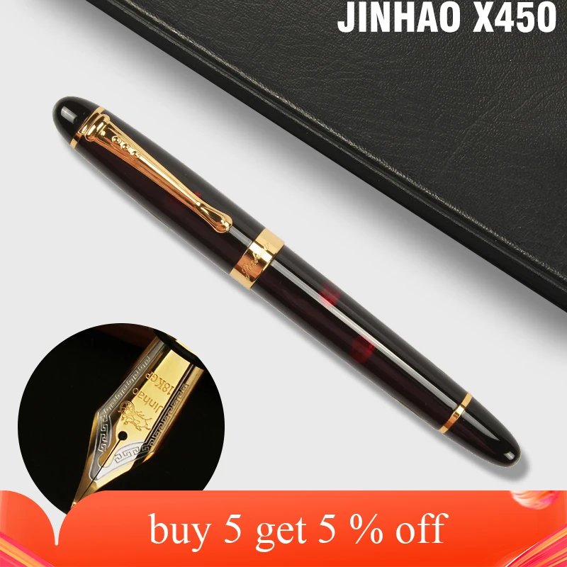 Jinhao X450 с золотой отделкой черного цвета фейерверк перьевая ручка 0 5 мм перо