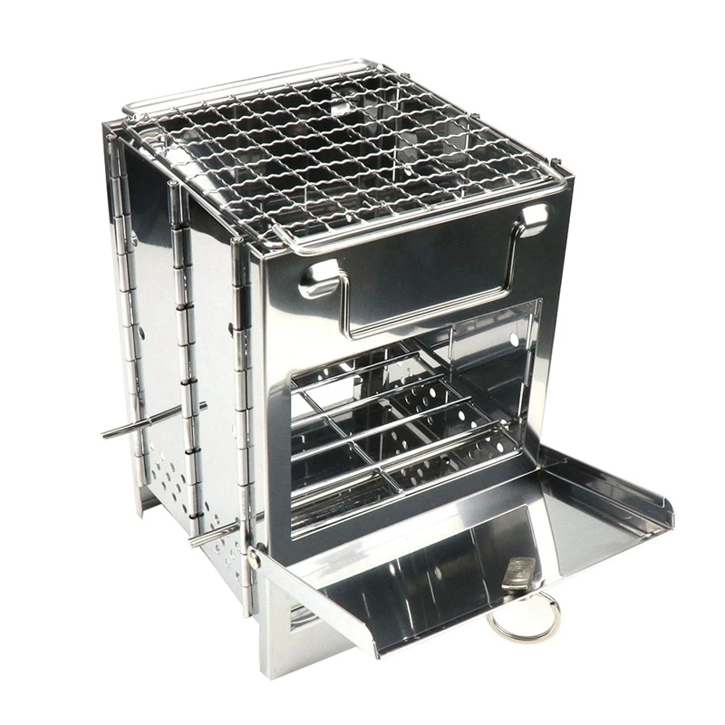 

Upgraded Camping Wood Stove Adjustable Folding Wood Stove Burning For Backpacking Survival Outdoor Cooking Picnic Hunting