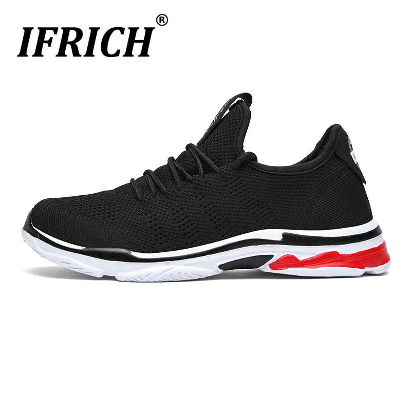 

2021 New Trend Men Athletic Running Shoes Black Red Ladies Shoes Walking Mesh Sports Men Sneakers Lace Up Jogging Shoe For Woman