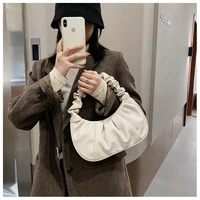 female underarm pleated handlebags for women pu cloud bags leisure armpit bag shopping shoulder bags dumpling handbag