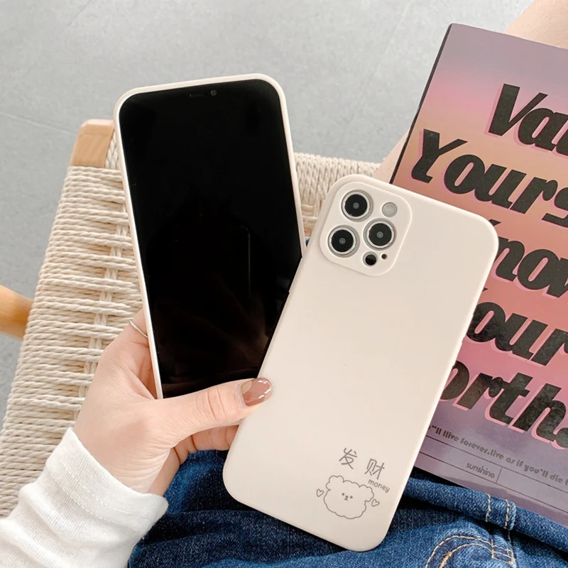 

for iPhone 12 Case Luxury TPU Full Protection Soft Cover Cute Rich Bear Case for iPhone 12 Phone Case