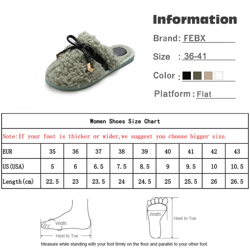 

Ladies Warm Winter Slippers Women Flurry Flats Home Shoes Ladies Bowtie Style Footwear Fashion Outdoor Woman Slipper Non-slip