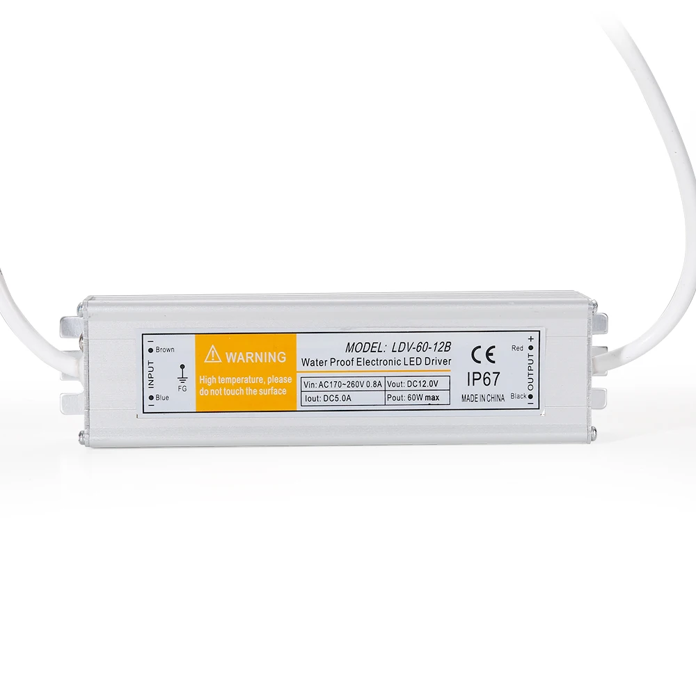 Сертификация IP67 220 В вход 60 Вт одинарный выход водонепроницаемый SMPS |