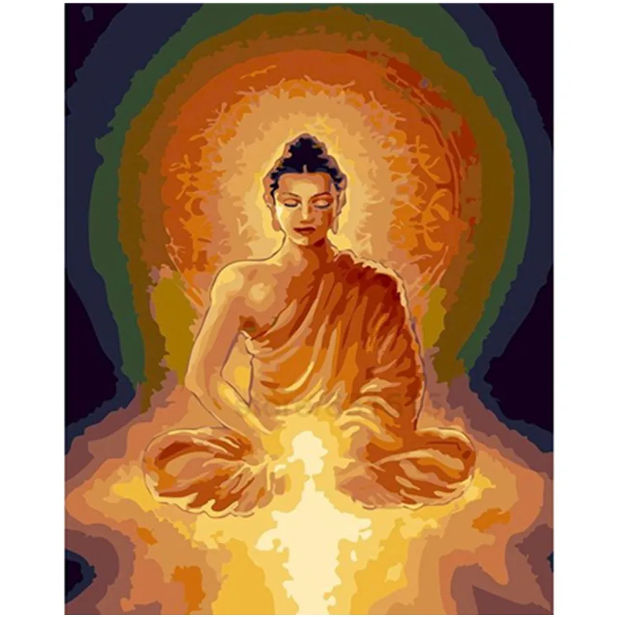

Diy Painting By Numbers Digital Oil Painting with Frame Buddha Religious Icon Home Decor Handmade Art Hobbies for Adults