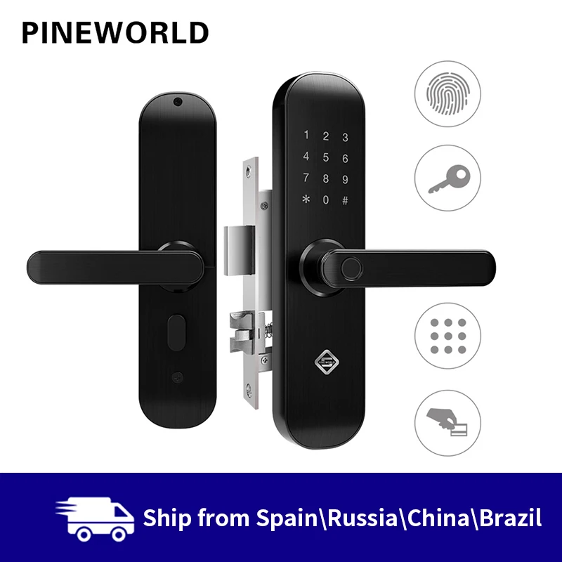 PINE WORLD биометрический замок для защиты от отпечатков пальцев Умный Замок с WiFi приложением Пароль RFID разблокировка, дверной замок гостиницы