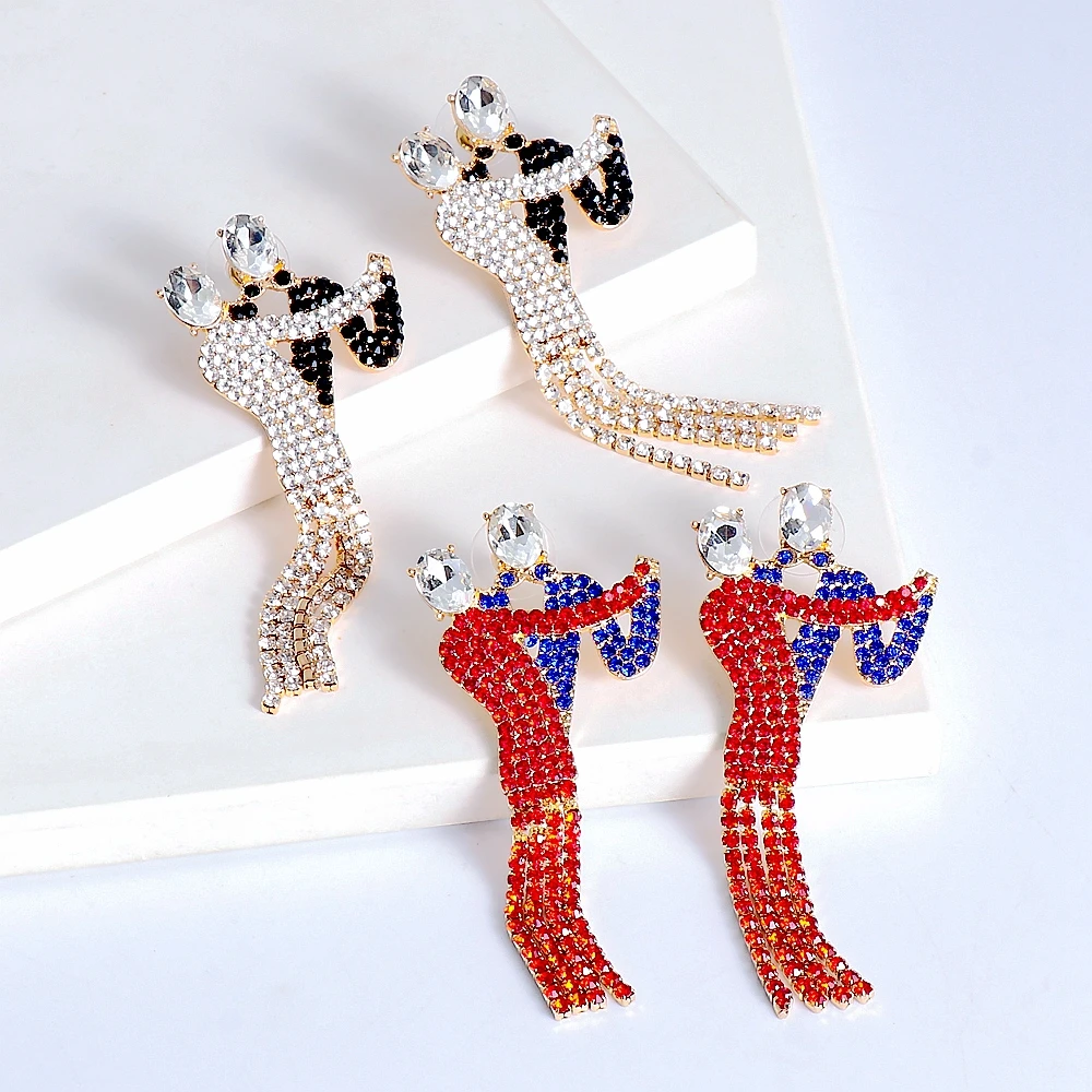 

Art Dancer Rhinestone Tassel Dangle Earrings for Women Fashion Crystal Metal Wedding Bride Earring High Quality Party Jewelry