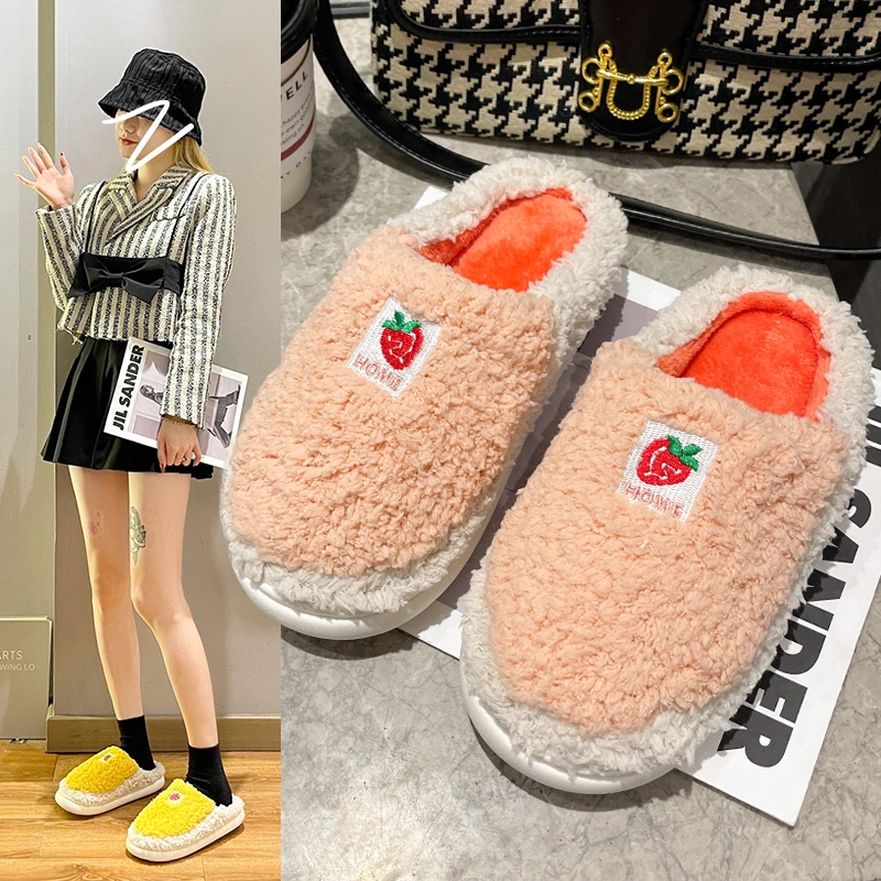 

Женские меховые тапочки, домашние парные мужские пушистые сланцы, теплая плюшевая обувь для спальни, Дамская хлопковая обувь, женские пушис...