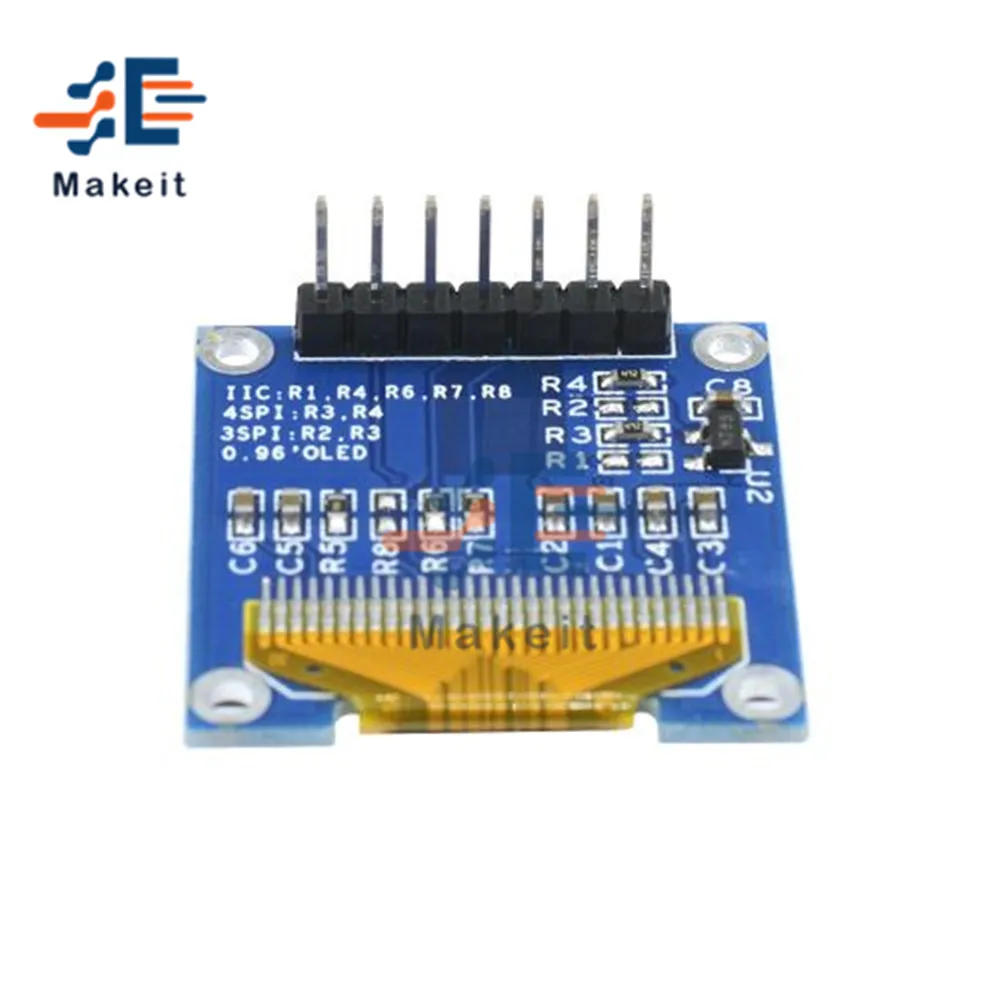 Светодиодный модуль O 0 96 дюйма 7-контактный 128X64 IIC I2C Communicate SPI серийный Белый Синий