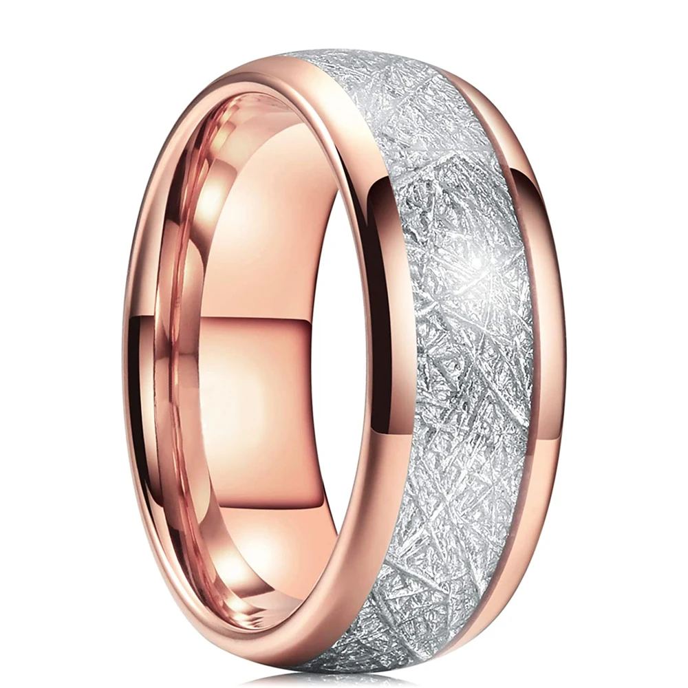 

Fashion 8MM Men's Rings Blue Red Rainbow Groove Beveled Edge Ring Carbon Fiber Ring Men's Wedding Band Jewelry