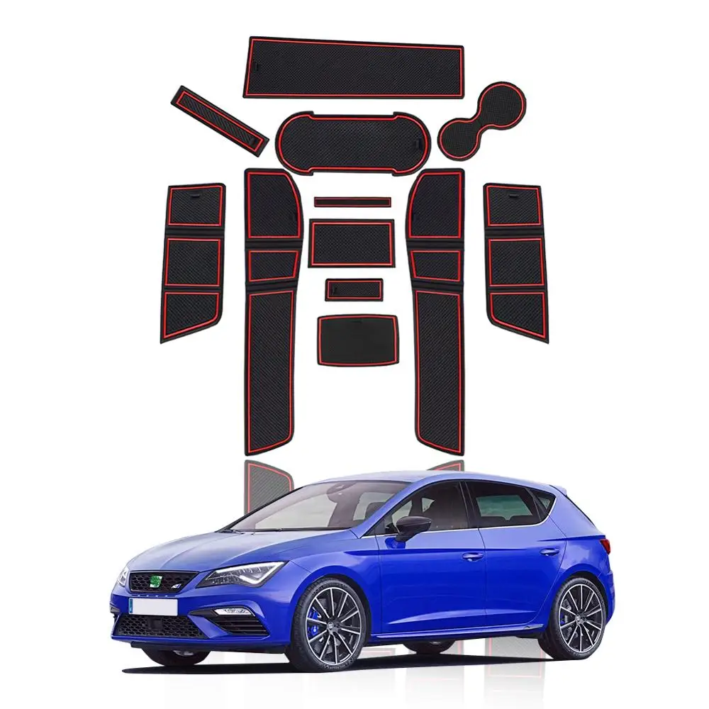 

LFOTPP Car Door Groove Pad For Leon Cupra 5F 2017 2018 2019 Anti-Slip Door Gate Slot Mats Auto Interior Accessories Red 12 Pcs