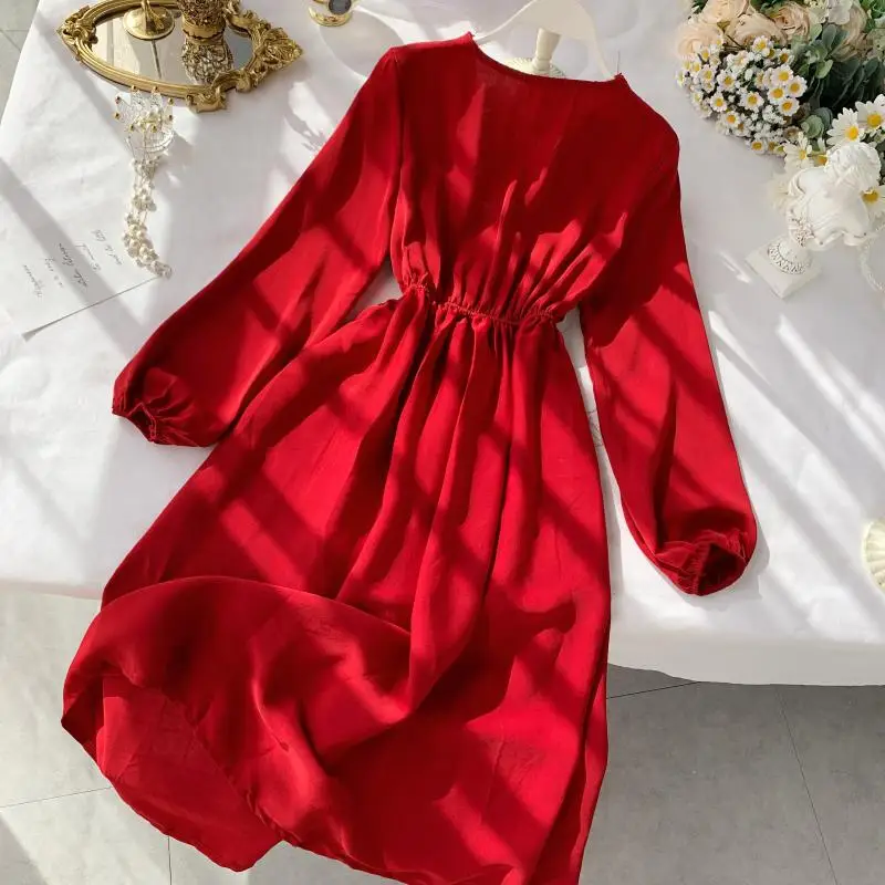 2019 Новое модное женское французское платье женские пышные рукава с высокой