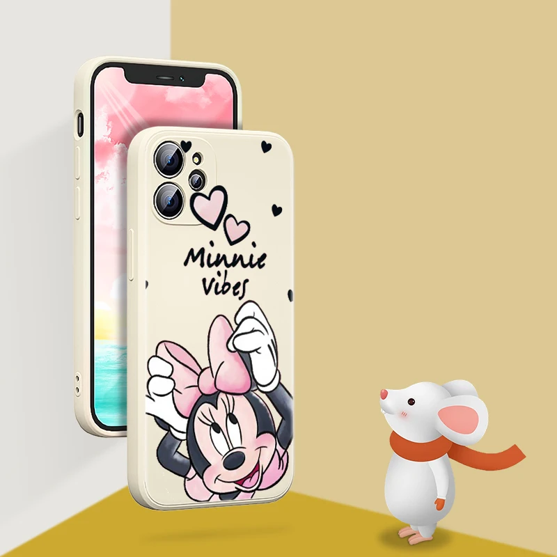Pink Minnie Love Disney For Apple IPhone 13 12 Mini 11 Pro XS MAX XR X 8 7 6S SE Plus Liquid Silicone Soft Cover Phone Case
