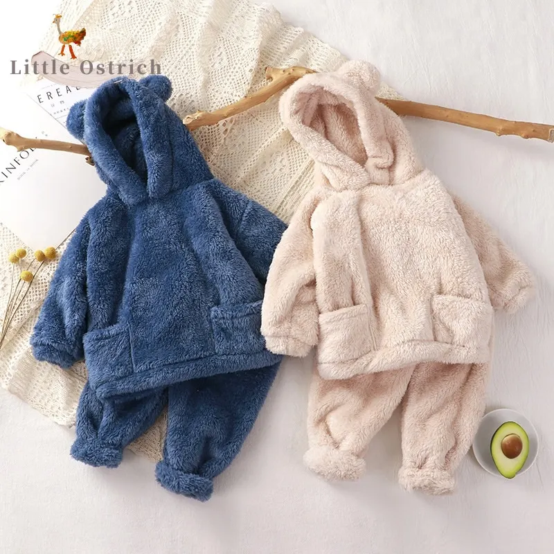 

Baby Boy Girl Clothes Pajamas Set Flannel Fleece Infant Toddler Child Warm Hooded Sleepwear Home Suit Winter Spring Autumn 1-5Y