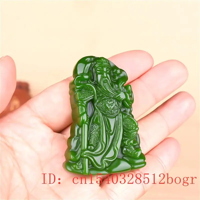 Зеленый нефритовый кулон Guangong ожерелье Модные для Jadeite китайские Подарки резной