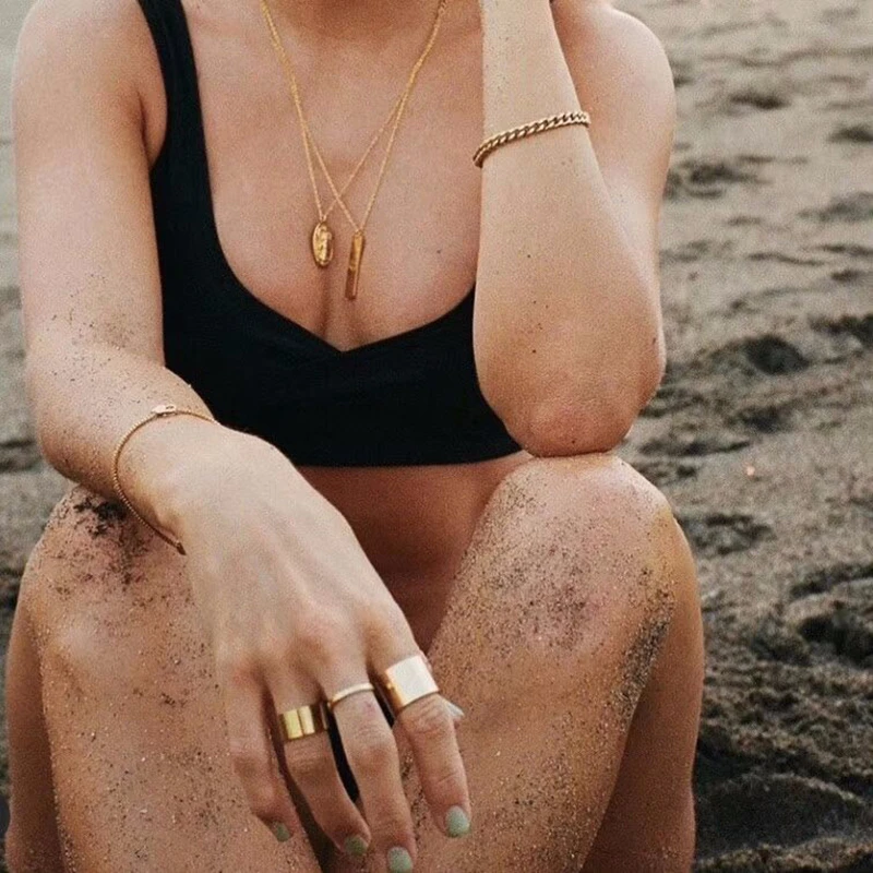 Шикарные простые женские кольца из нержавеющей стали в форме трубы 2/4/6/8/10 мм