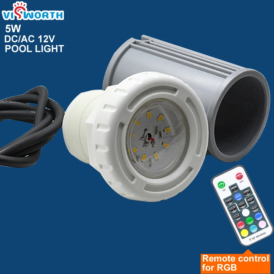 Luz de Led para Piscina 5w à Prova 12v para Água Quente Fria Azul Fontaine Pisca ca d’ Ip68 Led Rgb