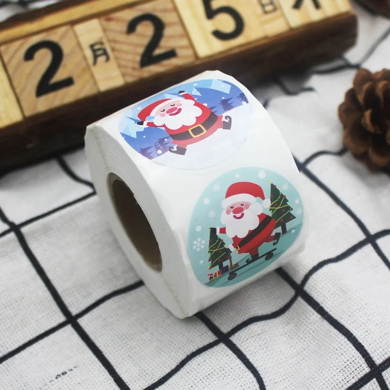 

Santa Claus Roll Paper Christmas Party Gift Decoration Fun Stickers 1.5 Inch Round Stickers-500pcs/roll 38mm/pcs 2021 New Hot