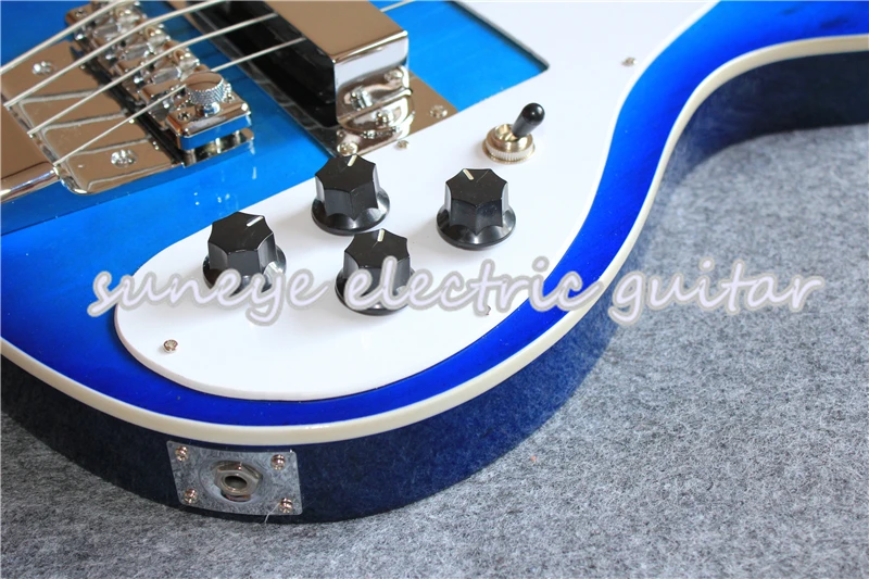 Custom Shop Blue Glossy Rick 4003 4 String Electric Bass Guitar Guitarra Free Shipping | Спорт и развлечения