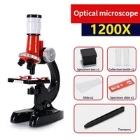 kids microscope kit science lab led 100 1200x biological microscope home school educational toys children optical instruments