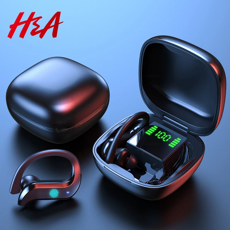 Спортивные Bluetooth наушники со светодиодным дисплеем беспроводные TWS