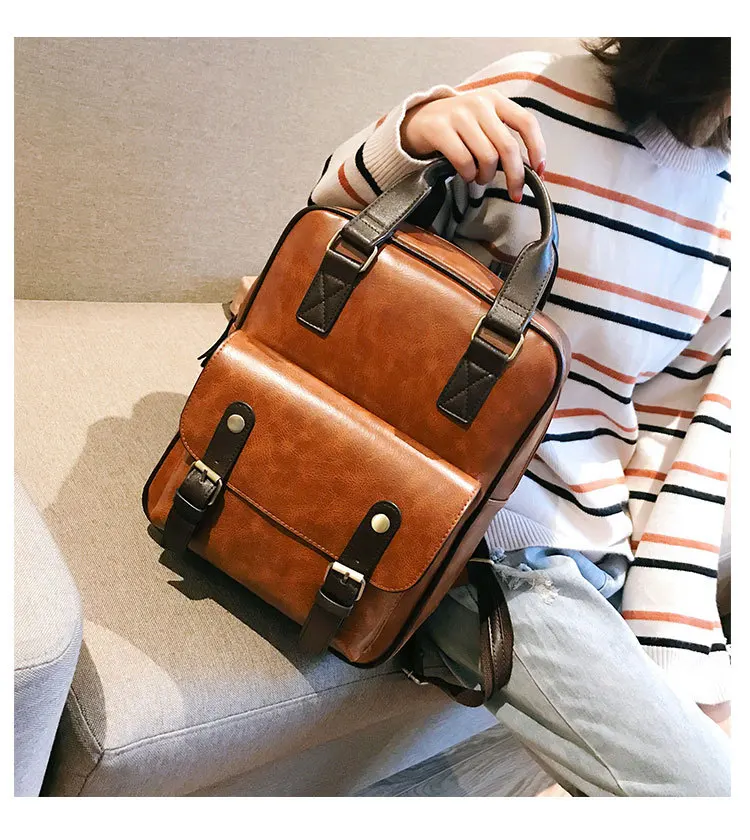 Beibaobao модный рюкзак Mochila Feminina с защитой от кражи, школьные сумки, водонепроницаемые дорожные винтажные рюкзаки для ноутбука, коричневый кожаный большой женский рюкзак