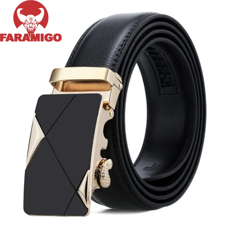 FARAMIGO Brand Belt New Male Designer Automatic Buckle Cowhide Leather men belt 110cm-150cm Luxury belts for men Ceinture Homme